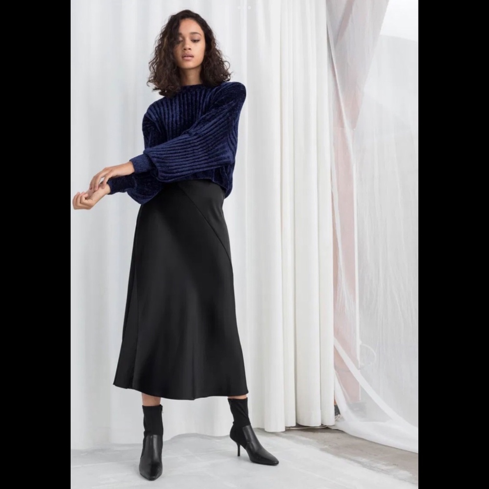 & Other Stories Satin Midi Skirt